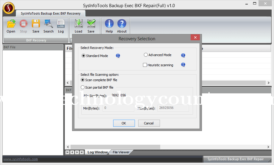 SysInfos Backup Exec BKF Repair Screenshots